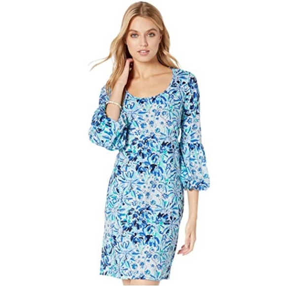 Lilly Pulitzer Carlile Dress Iris Blue High Maintenance Print Size Large - Picture 1 of 11